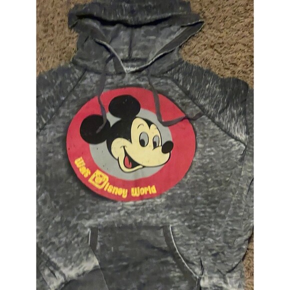 DISNEY Parks MICKY MOUSE Long sleeve  Lightweight HOODIE Distressed SWEATSHIRT M - Picture 1 of 7